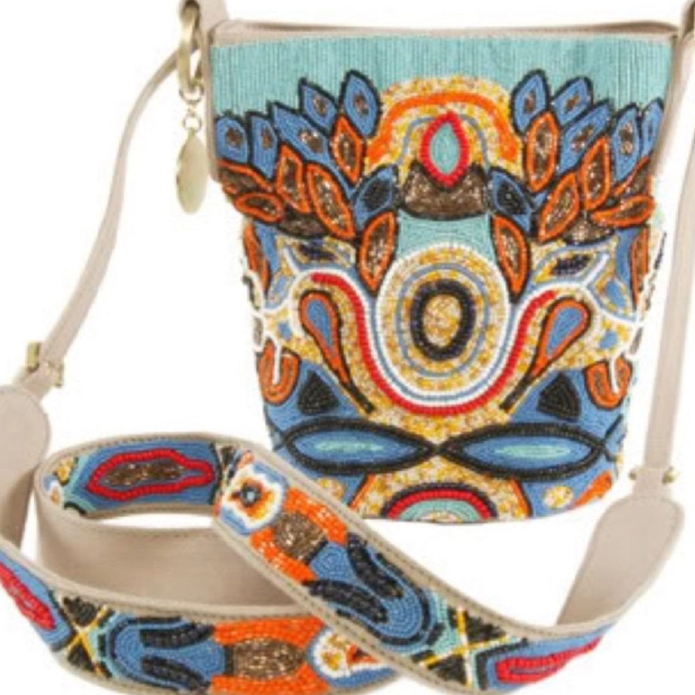 Rare Stella McCartney tribal beaded canvas bag.